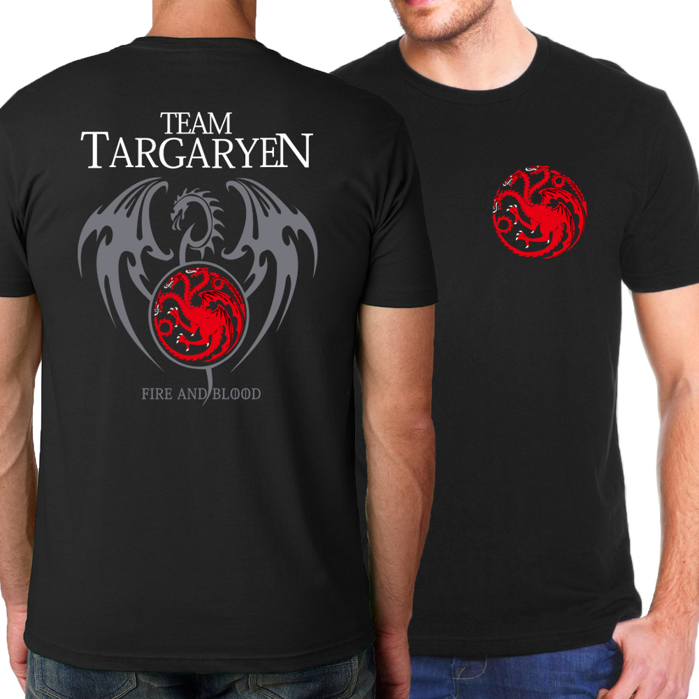 T-Shirt Game of Thrones : house Targaryen (dragon rouge / gris) ou house Stark (loup blanc) - /medias/155748984879.jpg